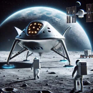 DALL·E-2025-03-19-10.49.19-A-futuristic-spacecraft-landing-on-the-surface-of-the-Moon-representing-the-Starship-HLS-from-SpaceX-as-part-of-NASAs-Artemis-program.-The-scene-inc-300x300 A Starship e sua Participação na Missão Artemis