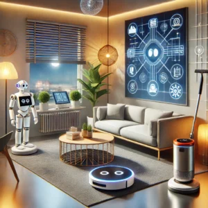 DALL·E-2025-03-15-09.00.31-A-smart-home-living-room-featuring-artificial-intelligence-integration.-The-image-should-include-a-smart-assistant-automated-blinds-a-robotic-vacuum-300x300 Como a Inteligência Artificial Está Transformando a Vida Dentro de Casa