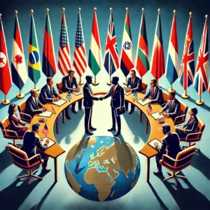 DALL·E-2025-03-15-14.52.08-A-symbolic-representation-of-peace-negotiations-featuring-diplomats-in-a-formal-meeting-room-shaking-hands-with-flags-of-different-nations-in-the-ba-300x300 Cessar-Fogo entre Israel e Hamas: Um Marco no Conflito do Oriente Médio