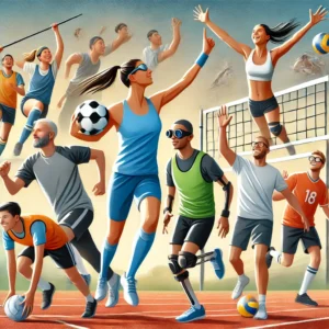 DALL·E-2025-03-15-15.27.49-A-diverse-group-of-athletes-engaging-in-inclusive-sports-activities.-A-female-football-player-scores-a-goal-while-celebrating-with-her-teammates-a-vi-300x300 Inclusão Social e o Esporte: Como o Esporte Promove Igualdade de Gênero e Raça