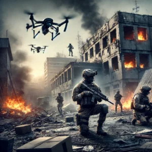DALL·E-2025-03-15-16.03.14-A-dramatic-battlefield-scene-depicting-modern-warfare-in-Ukraine-2025.-Soldiers-in-advanced-combat-gear-taking-cover-behind-damaged-urban-buildings--300x300 O Impacto dos Conflitos Internacionais na Economia Global e Segurança Mundial
