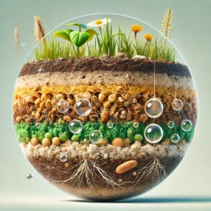 DALL·E-2025-03-14-17.04.22-A-detailed-close-up-of-soil-layers-showing-decomposition-of-organic-matter-including-plant-residues-microorganisms-and-humus.-The-image-should-illu-300x300 A Importância da Matéria Orgânica na Estrutura do Solo e na Produtividade Agrícola