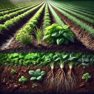 DALL·E-2025-03-14-17.04.28-A-lush-agricultural-field-with-dark-nutrient-rich-soil-illustrating-the-impact-of-organic-matter-on-soil-fertility.-The-image-should-depict-healthy--300x300 A Importância da Matéria Orgânica na Estrutura do Solo e na Produtividade Agrícola